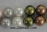 CSB1085 15.5 inches 12mm round mixed color shell pearl beads