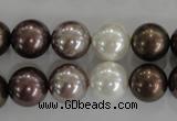 CSB1087 15.5 inches 12mm round mixed color shell pearl beads