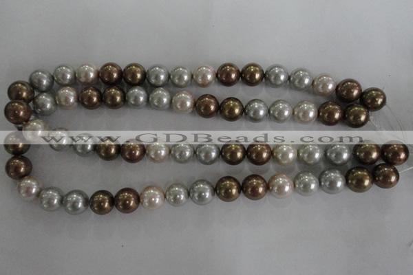 CSB1091 15.5 inches 12mm round mixed color shell pearl beads