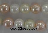 CSB1092 15.5 inches 12mm round mixed color shell pearl beads