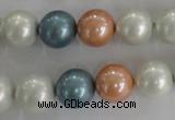 CSB1095 15.5 inches 12mm round mixed color shell pearl beads