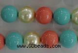 CSB1097 15.5 inches 12mm round mixed color shell pearl beads