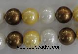 CSB1099 15.5 inches 12mm round mixed color shell pearl beads