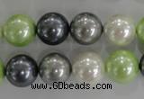 CSB1105 15.5 inches 12mm round mixed color shell pearl beads