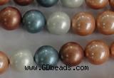 CSB1112 15.5 inches 12mm round mixed color shell pearl beads