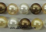 CSB1131 15.5 inches 14mm round mixed color shell pearl beads