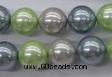 CSB1135 15.5 inches 14mm round mixed color shell pearl beads