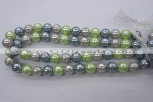 CSB1135 15.5 inches 14mm round mixed color shell pearl beads