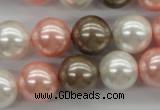 CSB1137 15.5 inches 14mm round mixed color shell pearl beads