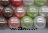 CSB1138 15.5 inches 14mm round mixed color shell pearl beads