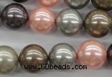 CSB1140 15.5 inches 14mm round mixed color shell pearl beads