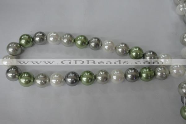 CSB1153 15.5 inches 16mm round mixed color shell pearl beads