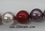 CSB1154 15.5 inches 16mm round mixed color shell pearl beads