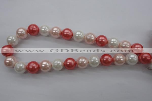 CSB1157 15.5 inches 16mm round mixed color shell pearl beads