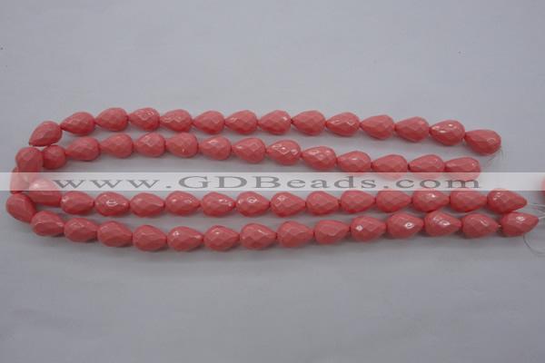 CSB1165 15.5 inches 10*14mm faceted teardrop shell pearl beads