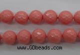 CSB1178 15.5 inches 10mm faceted round shell pearl beads