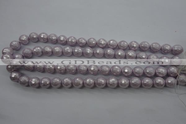 CSB1181 15.5 inches 8mm faceted round shell pearl beads