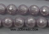 CSB1183 15.5 inches 12mm faceted round shell pearl beads