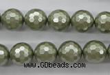 CSB1188 15.5 inches 12mm faceted round shell pearl beads