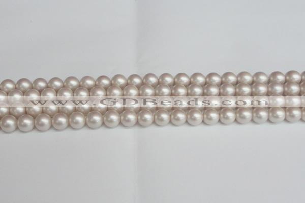 CSB1357 15.5 inches 8mm matte round shell pearl beads wholesale