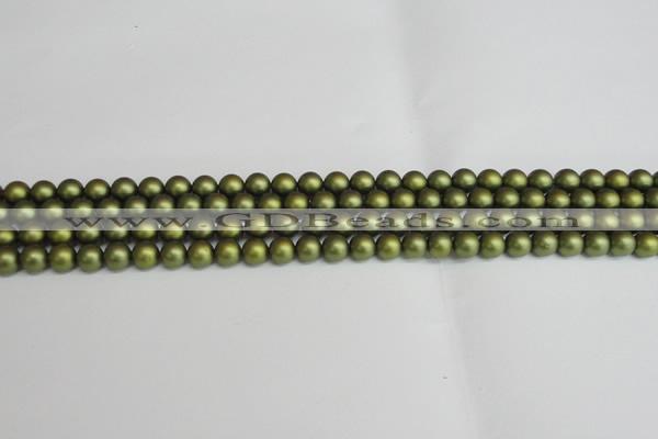 CSB1395 15.5 inches 4mm matte round shell pearl beads wholesale