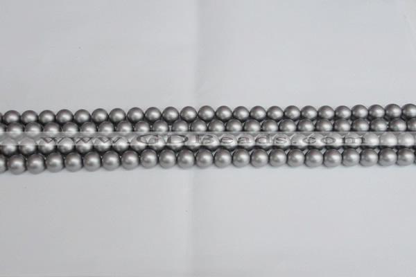 CSB1440 15.5 inches 4mm matte round shell pearl beads wholesale