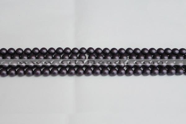 CSB1445 15.5 inches 4mm matte round shell pearl beads wholesale