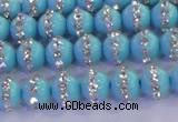 CSB1510 15.5 inches 6mm round shell pearl with rhinestone beads