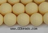 CSB1803 15.5 inches 10mm faceetd round matte shell pearl beads