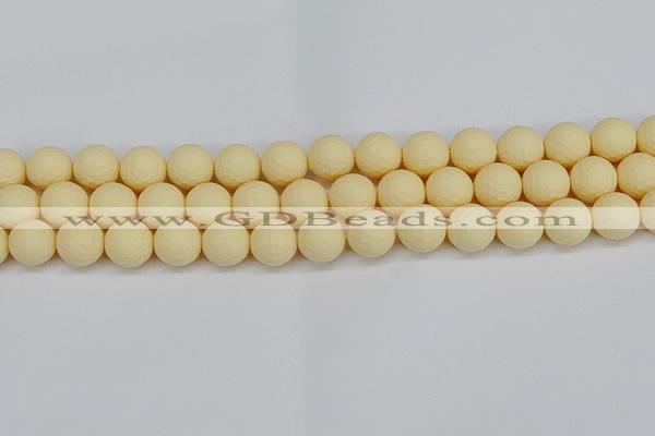 CSB1803 15.5 inches 10mm faceetd round matte shell pearl beads