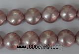 CSB181 15.5 inches 12mm flat round shell pearl beads wholesale