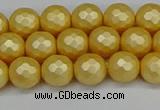 CSB1811 15.5 inches 6mm faceetd round matte shell pearl beads