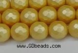 CSB1813 15.5 inches 10mm faceetd round matte shell pearl beads