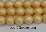 CSB1821 15.5 inches 6mm faceetd round matte shell pearl beads