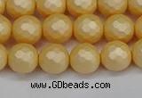 CSB1822 15.5 inches 8mm faceetd round matte shell pearl beads