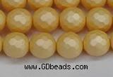 CSB1823 15.5 inches 10mm faceetd round matte shell pearl beads