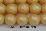 CSB1824 15.5 inches 12mm faceetd round matte shell pearl beads