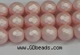 CSB1831 15.5 inches 6mm faceetd round matte shell pearl beads