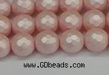 CSB1832 15.5 inches 8mm faceetd round matte shell pearl beads