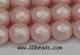 CSB1834 15.5 inches 12mm faceetd round matte shell pearl beads