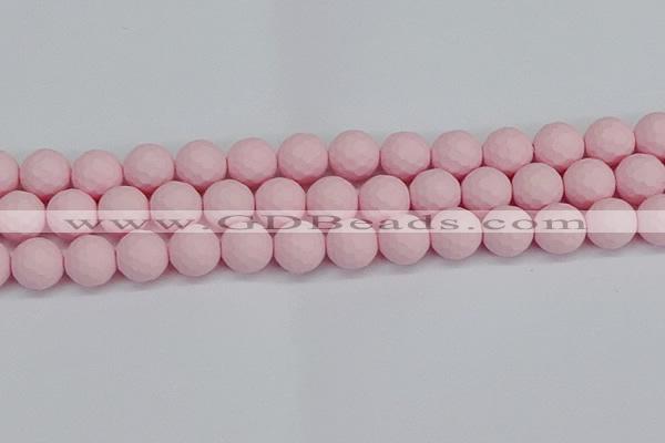 CSB1844 15.5 inches 12mm faceetd round matte shell pearl beads