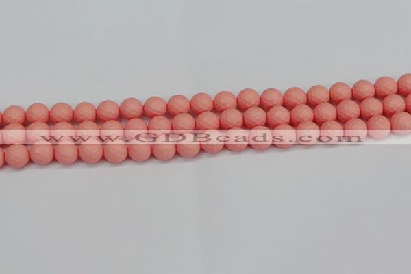 CSB1851 15.5 inches 6mm faceetd round matte shell pearl beads