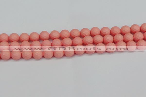 CSB1853 15.5 inches 10mm faceetd round matte shell pearl beads