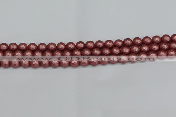 CSB1861 15.5 inches 6mm faceetd round matte shell pearl beads