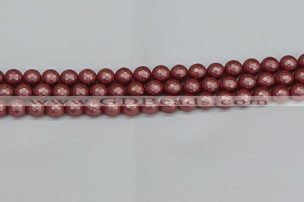 CSB1862 15.5 inches 8mm faceetd round matte shell pearl beads