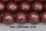 CSB1864 15.5 inches 12mm faceetd round matte shell pearl beads