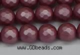 CSB1872 15.5 inches 8mm faceetd round matte shell pearl beads