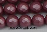 CSB1874 15.5 inches 12mm faceetd round matte shell pearl beads