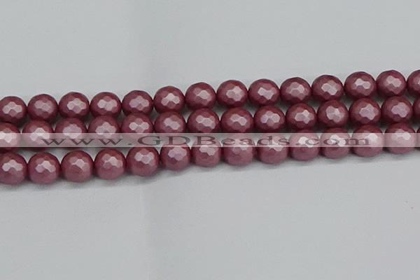 CSB1875 15.5 inches 14mm faceetd round matte shell pearl beads