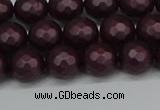 CSB1881 15.5 inches 6mm faceted round matte shell pearl beads